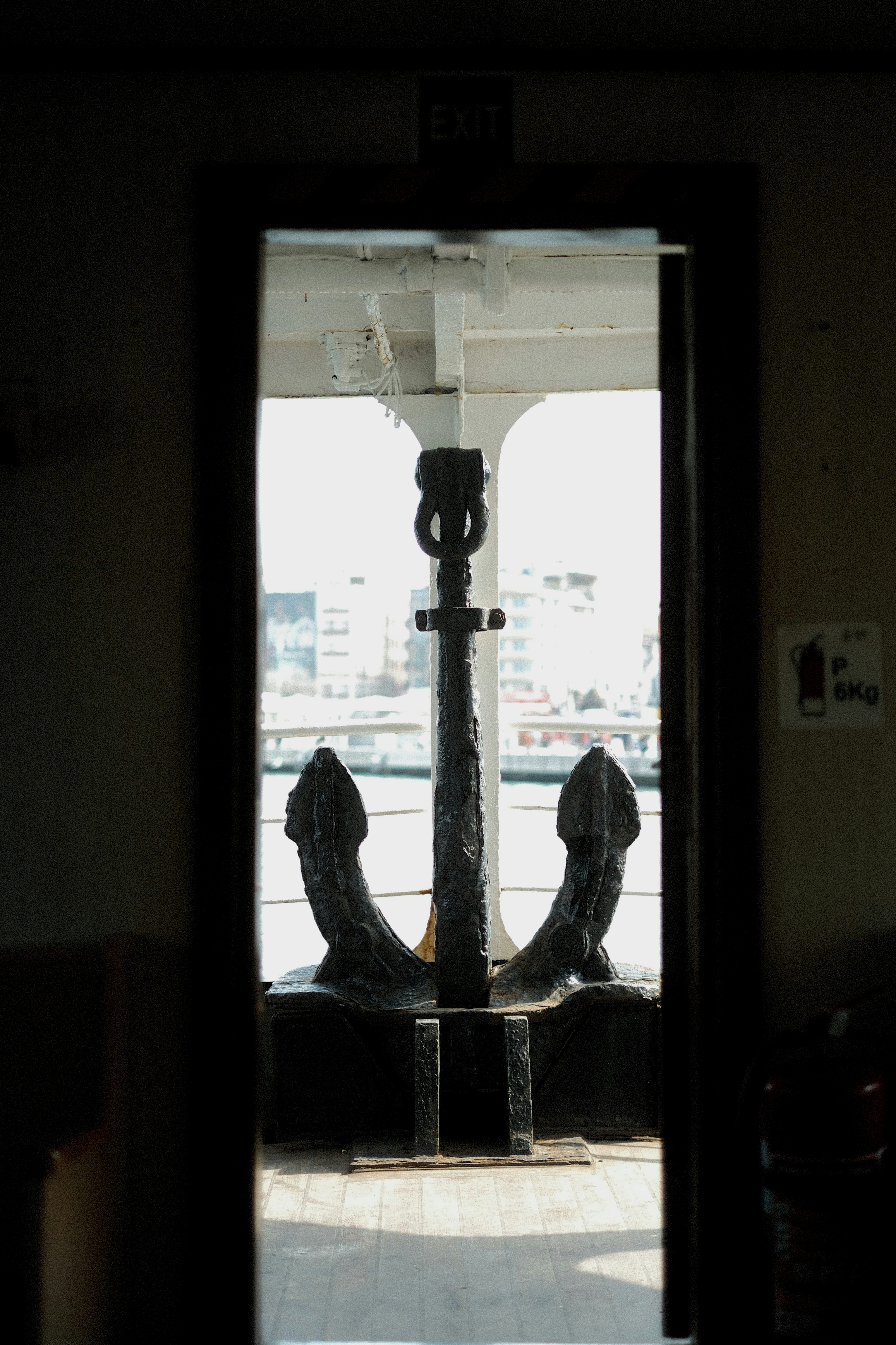 a statue in a room
