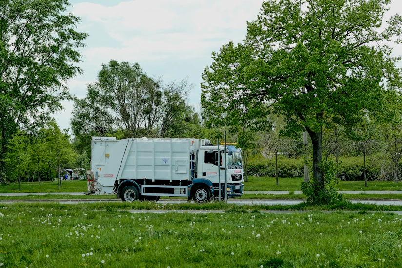 a truck parked in a park