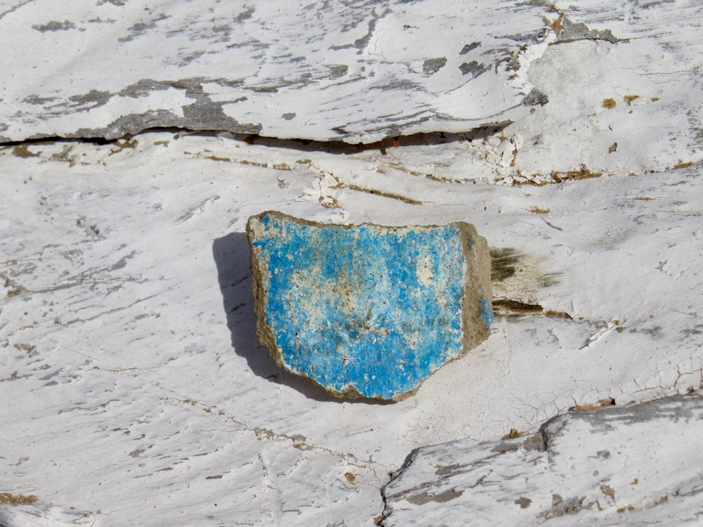 a blue and white object on the ground