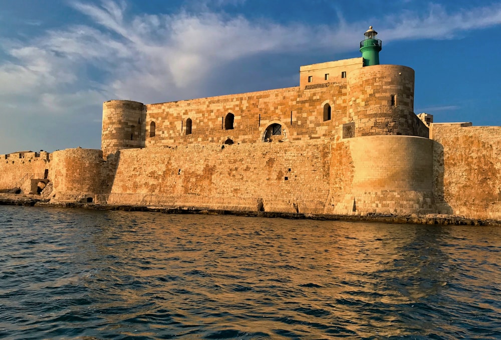 a castle on the water