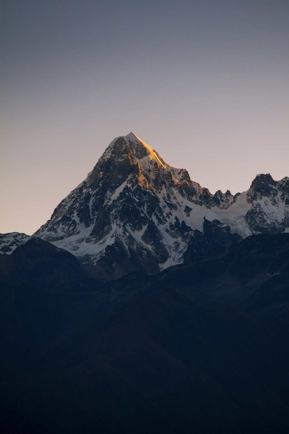 a mountain with snow