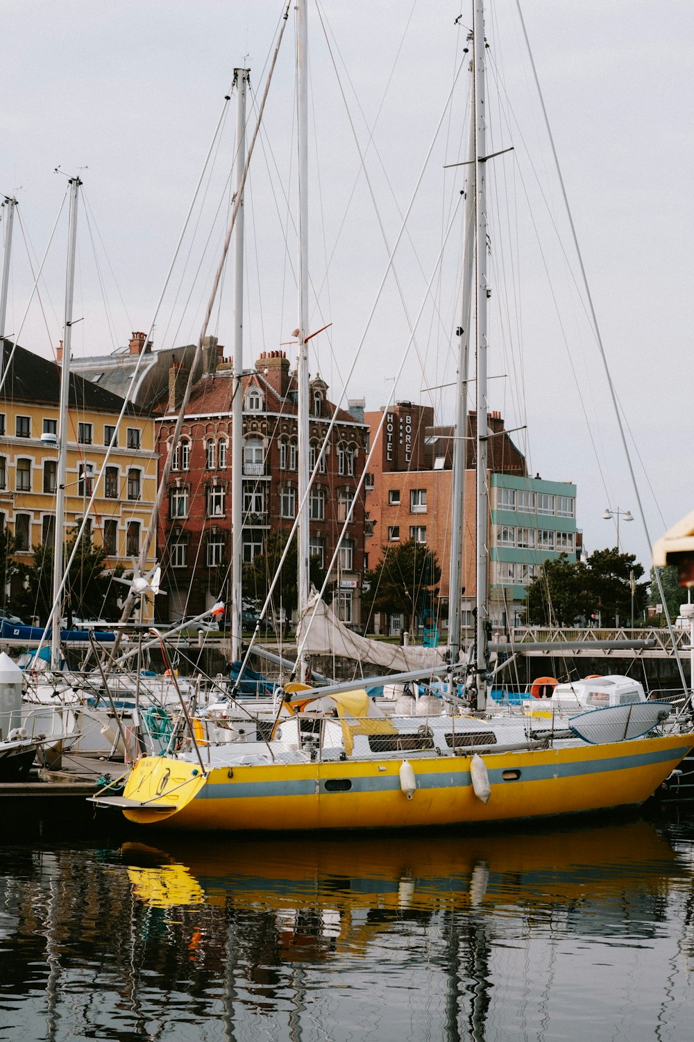 a boat docked in a harbor