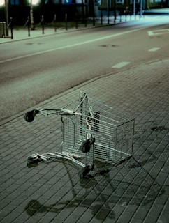 a shopping cart on a street