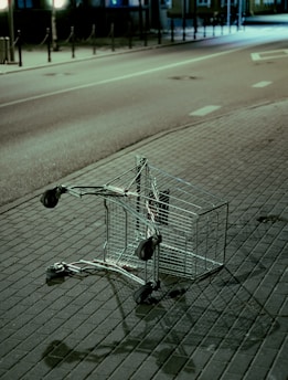 a shopping cart on a street