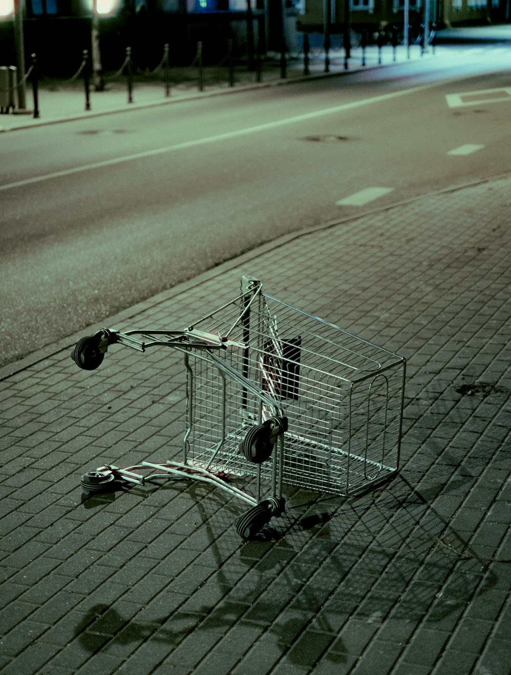 a shopping cart on a street