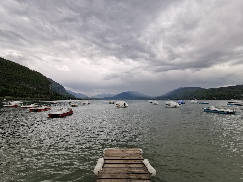 a dock in a lake