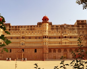 a large building with a red roof