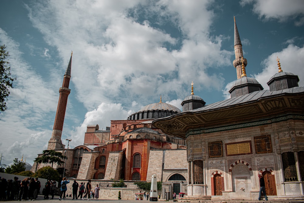 a large building with towers