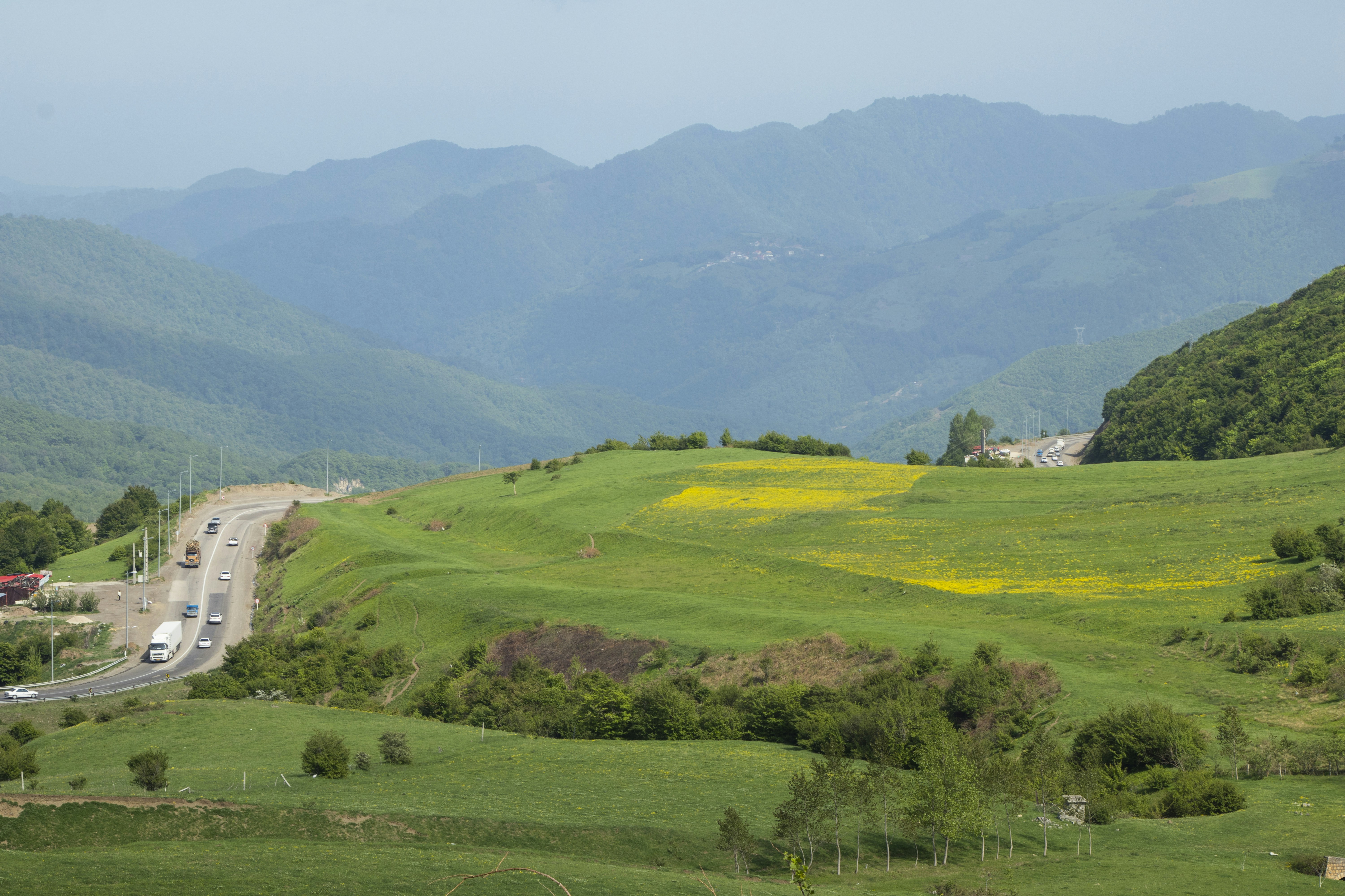 a road going through a valley