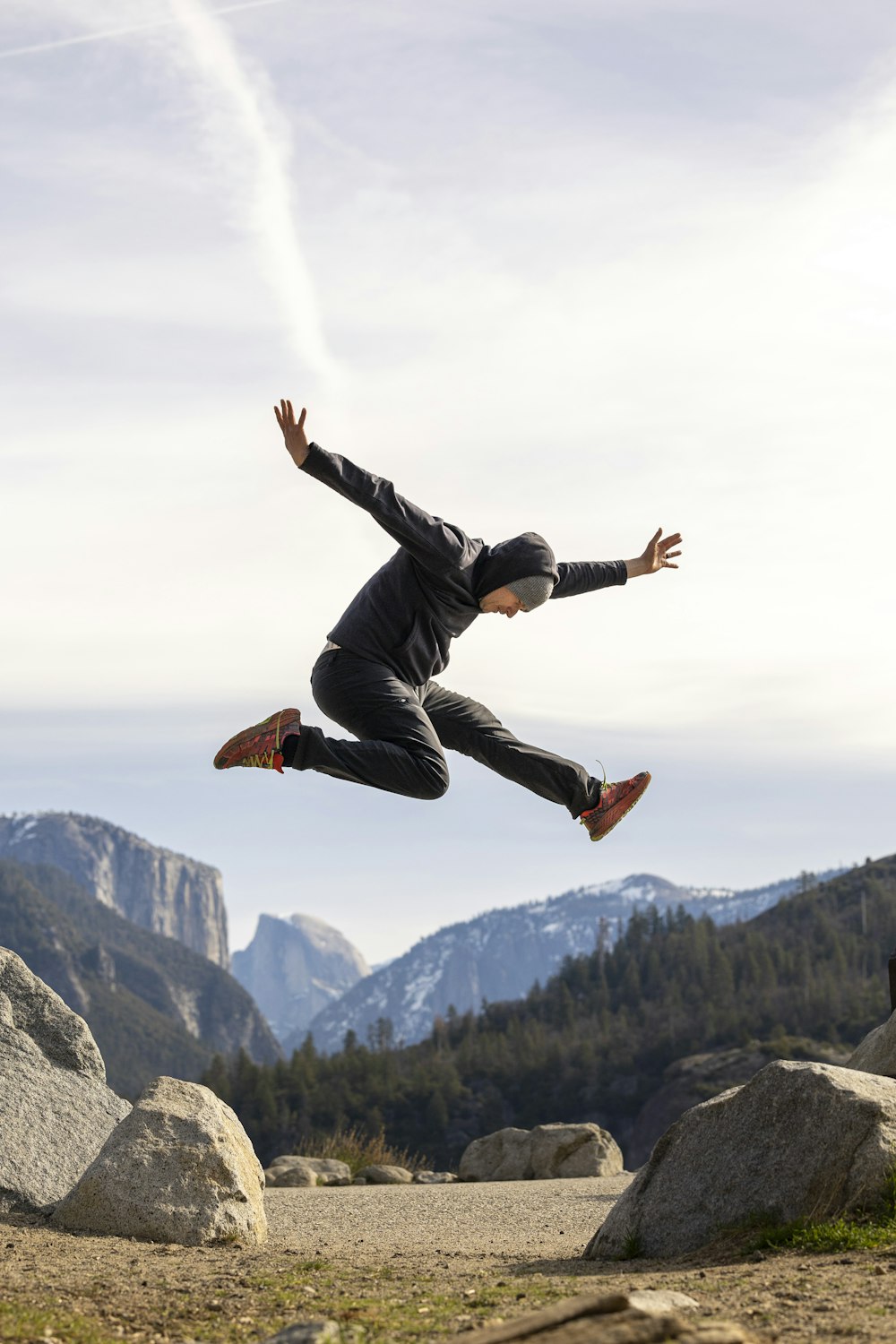 a man jumping in the air