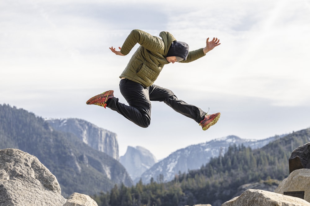 a man jumping in the air