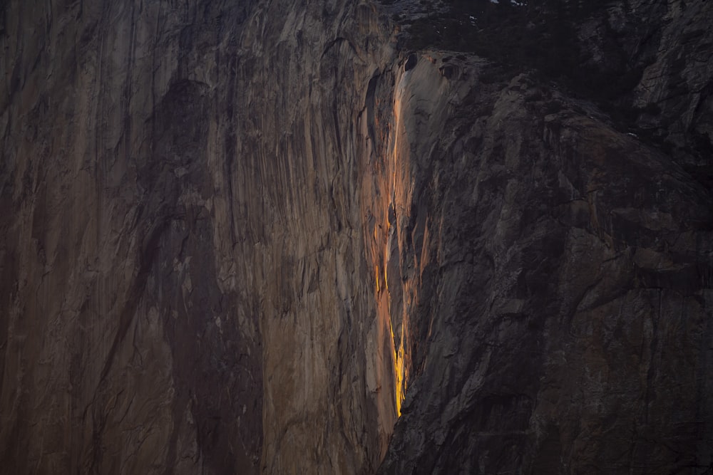 a cave with a light inside