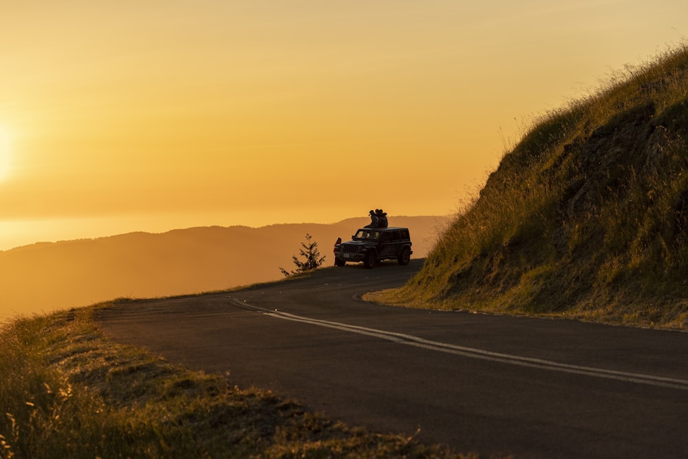 a car driving down a road