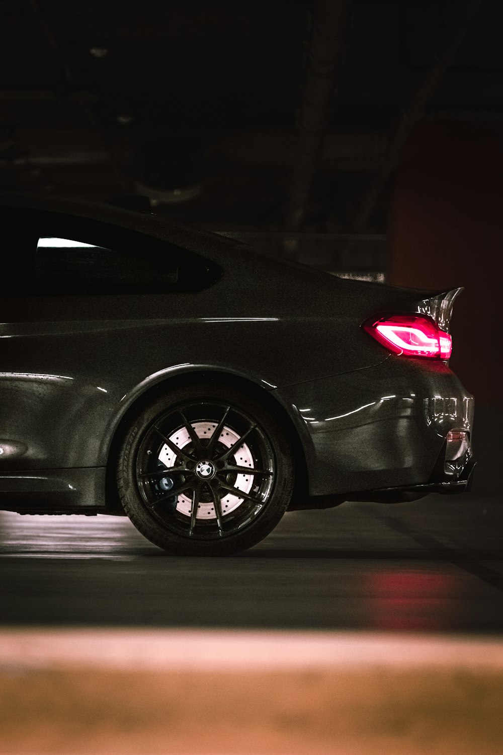 a black car with red lights