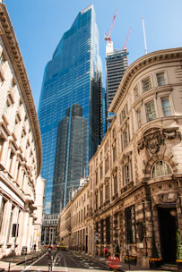 a street with tall buildings on either side of it