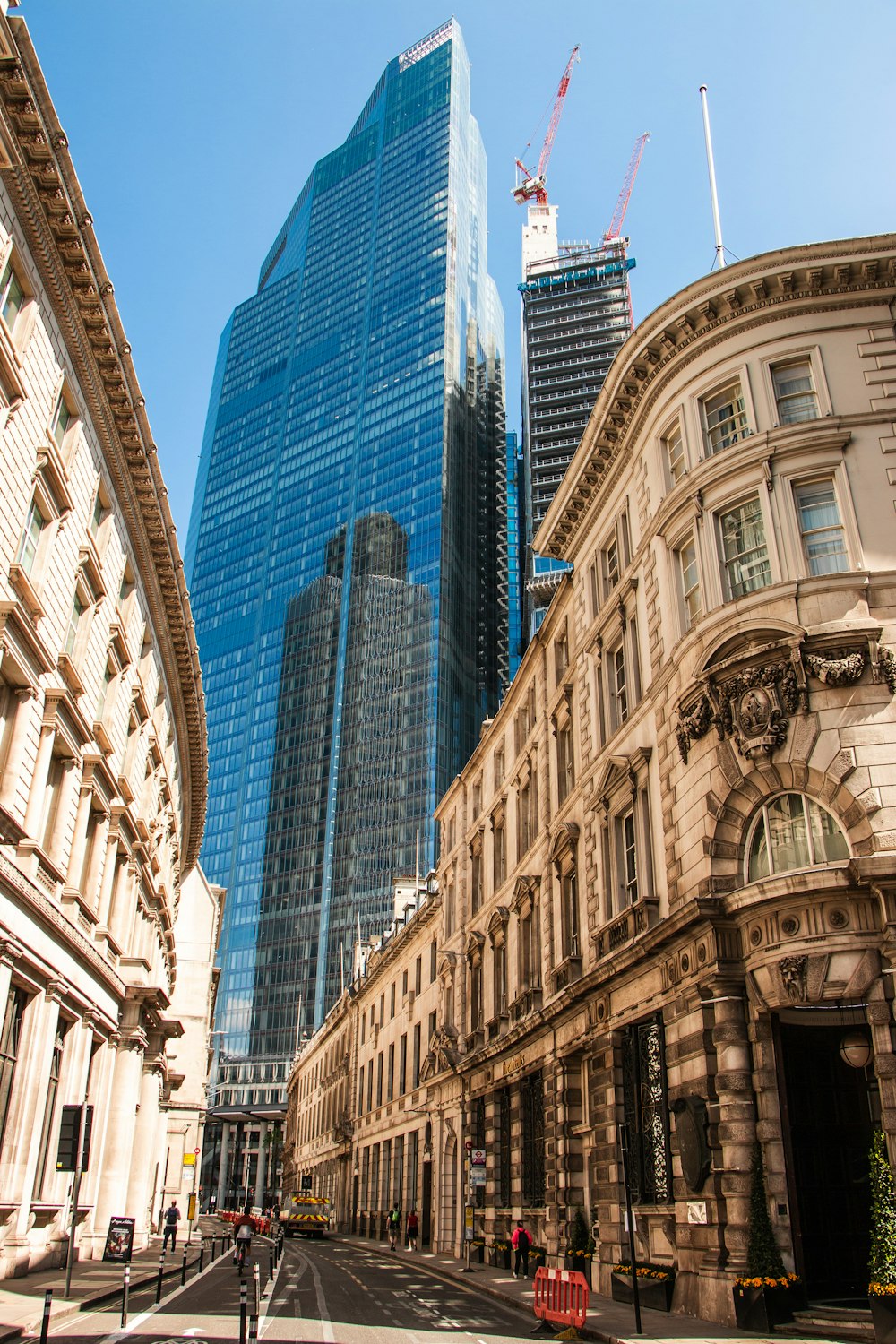 a street with tall buildings on either side of it