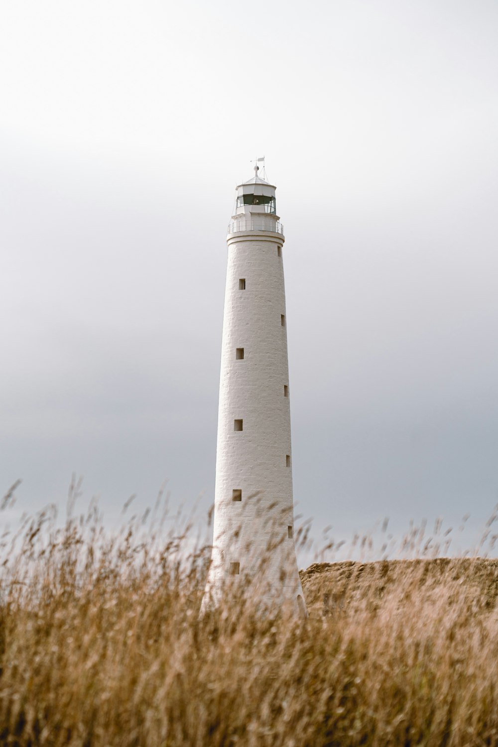 a lighthouse in a field