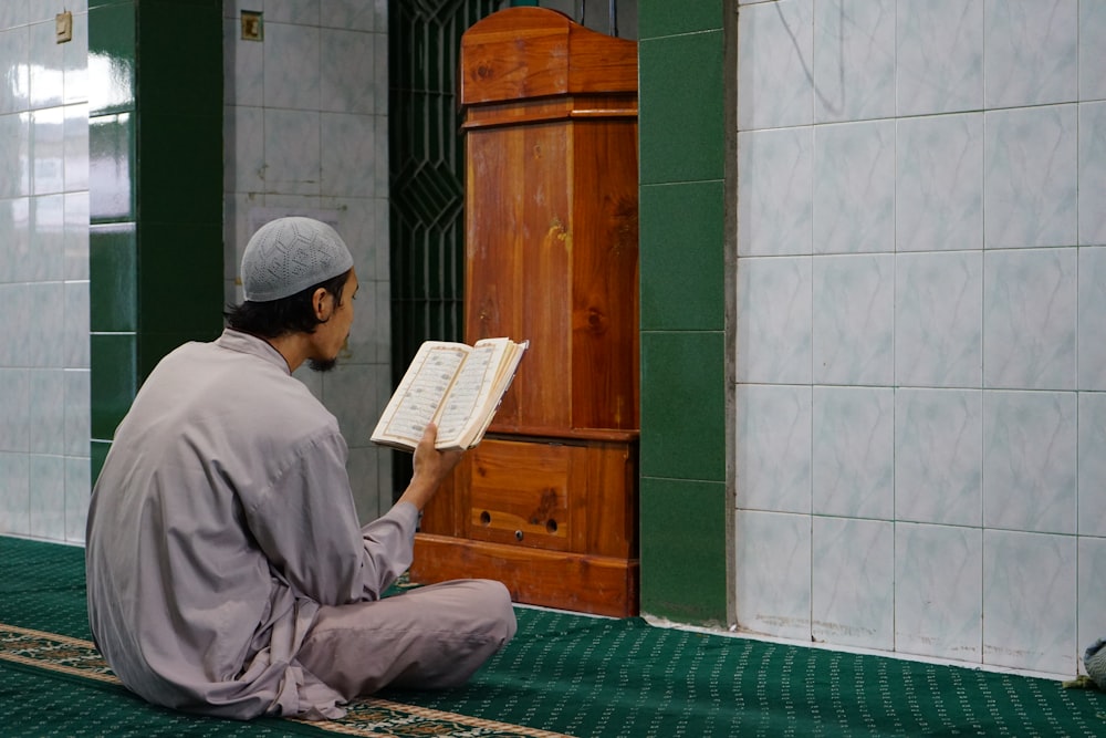 a man reading a book