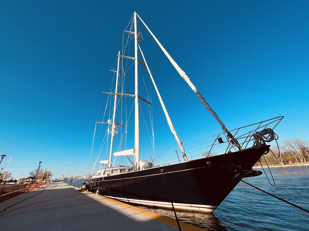 a boat tied to a dock