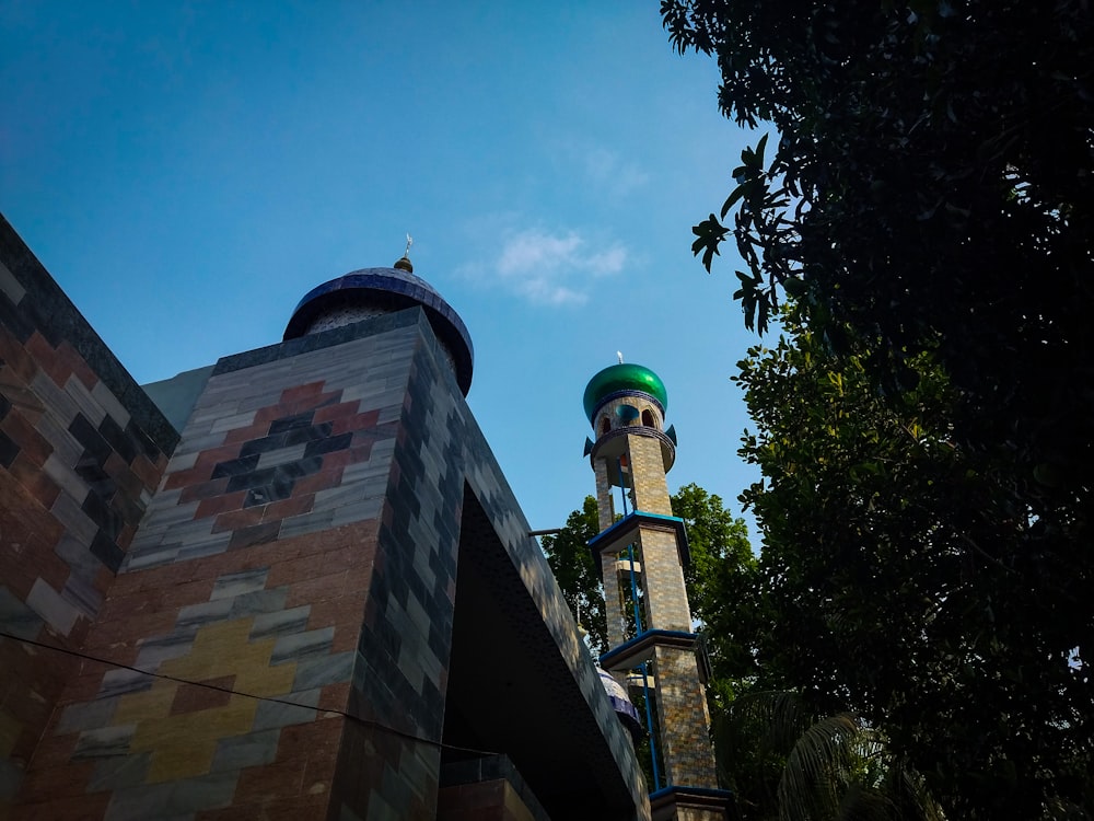 a brick building with a bell tower