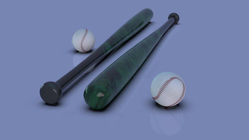 緑と白の野球のバット