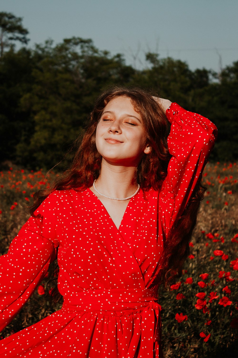 a person in a red dress