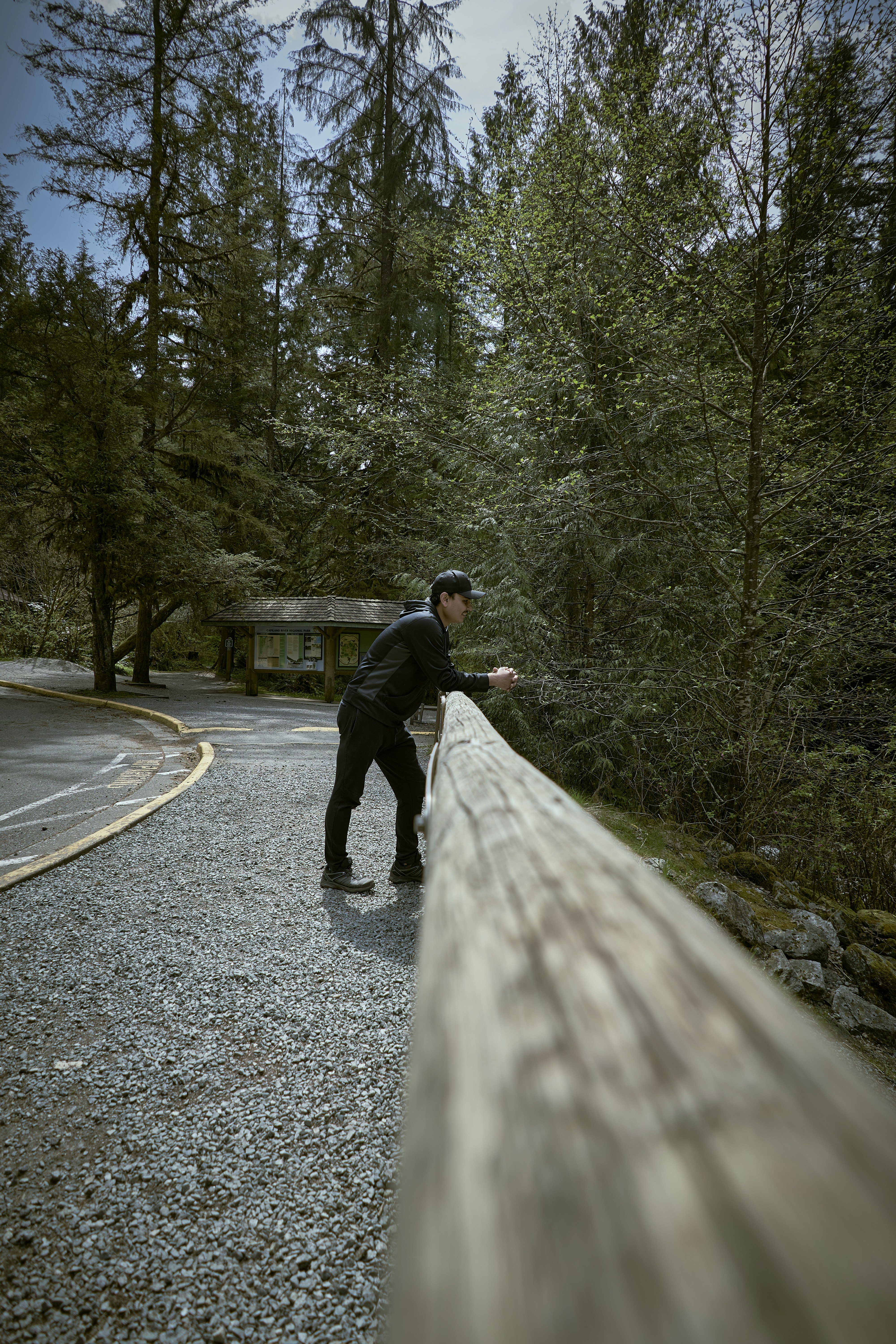 a man standing on a road