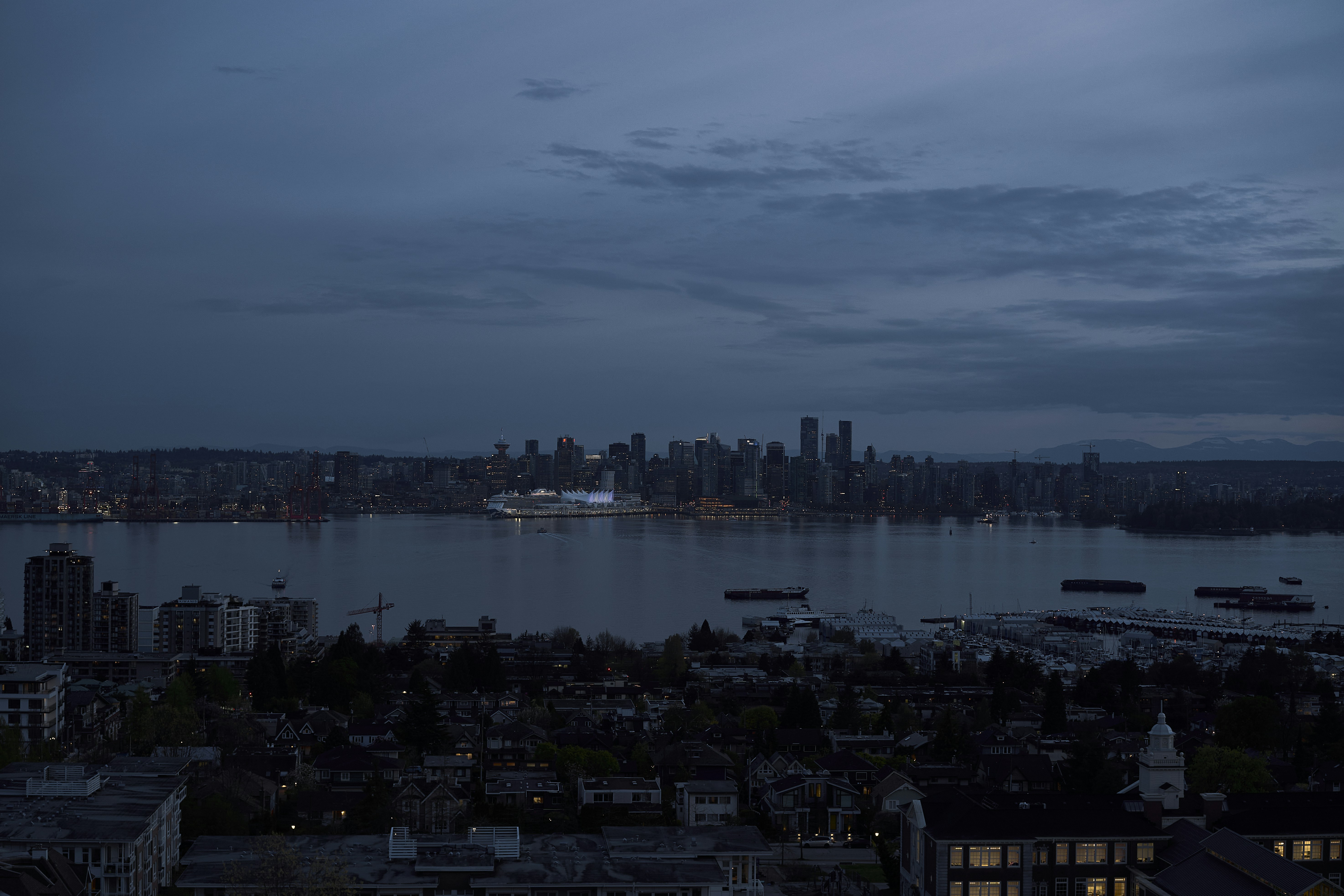 a city next to a body of water