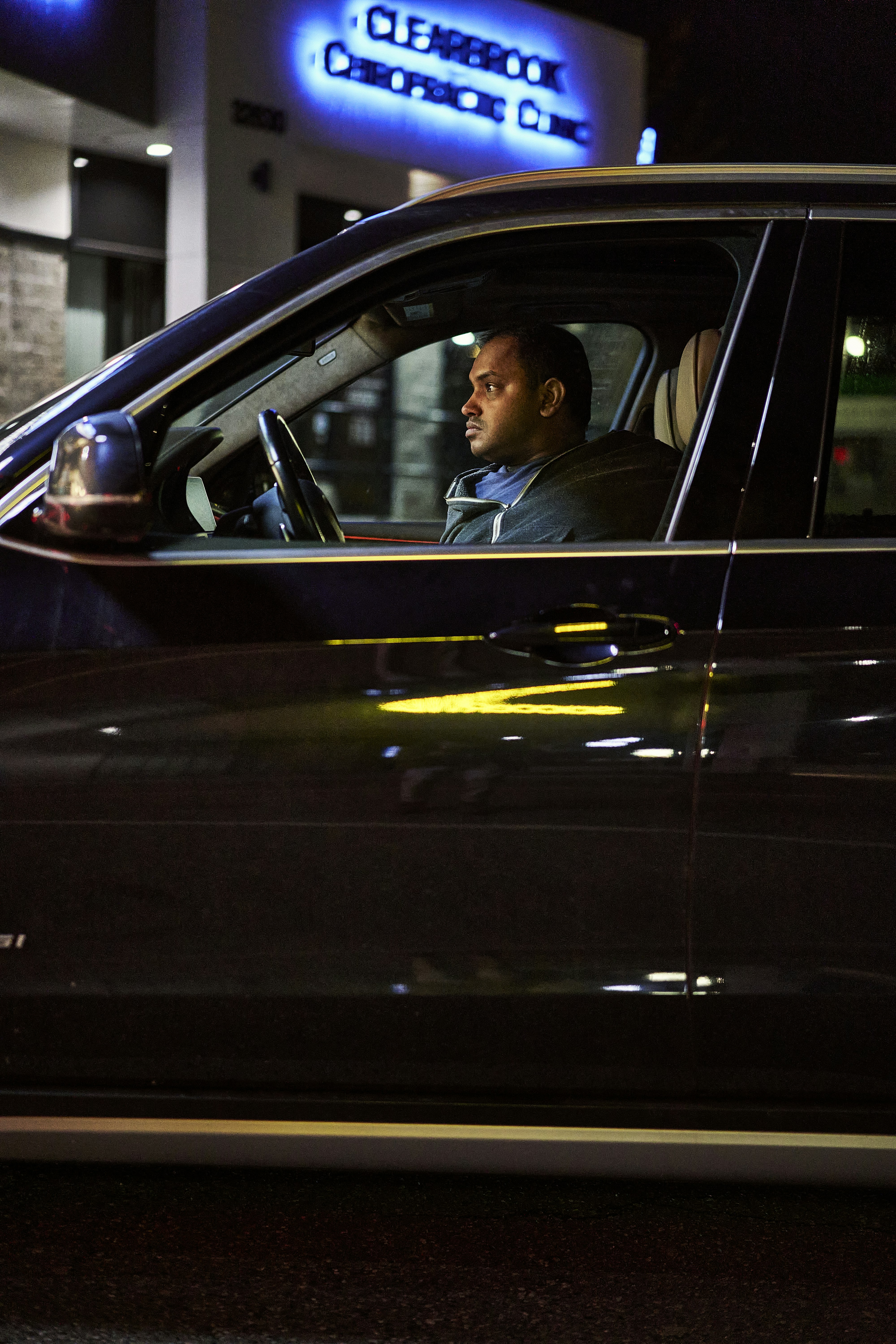 a person driving a car