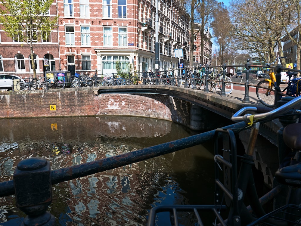 a canal with a bridge over it