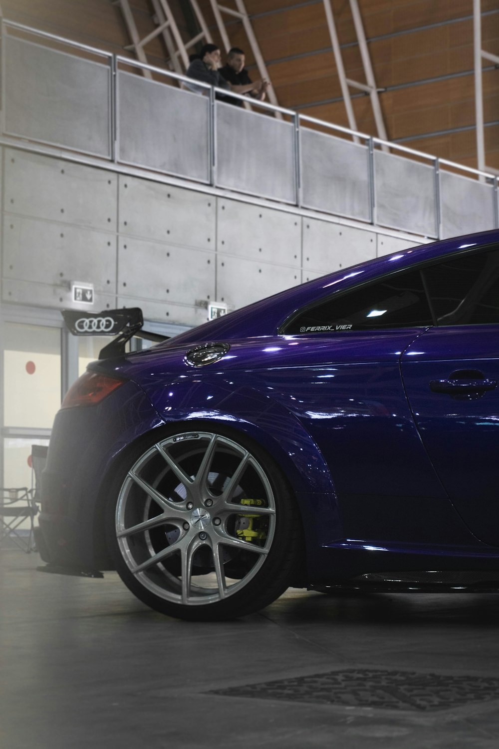 a car parked in a garage