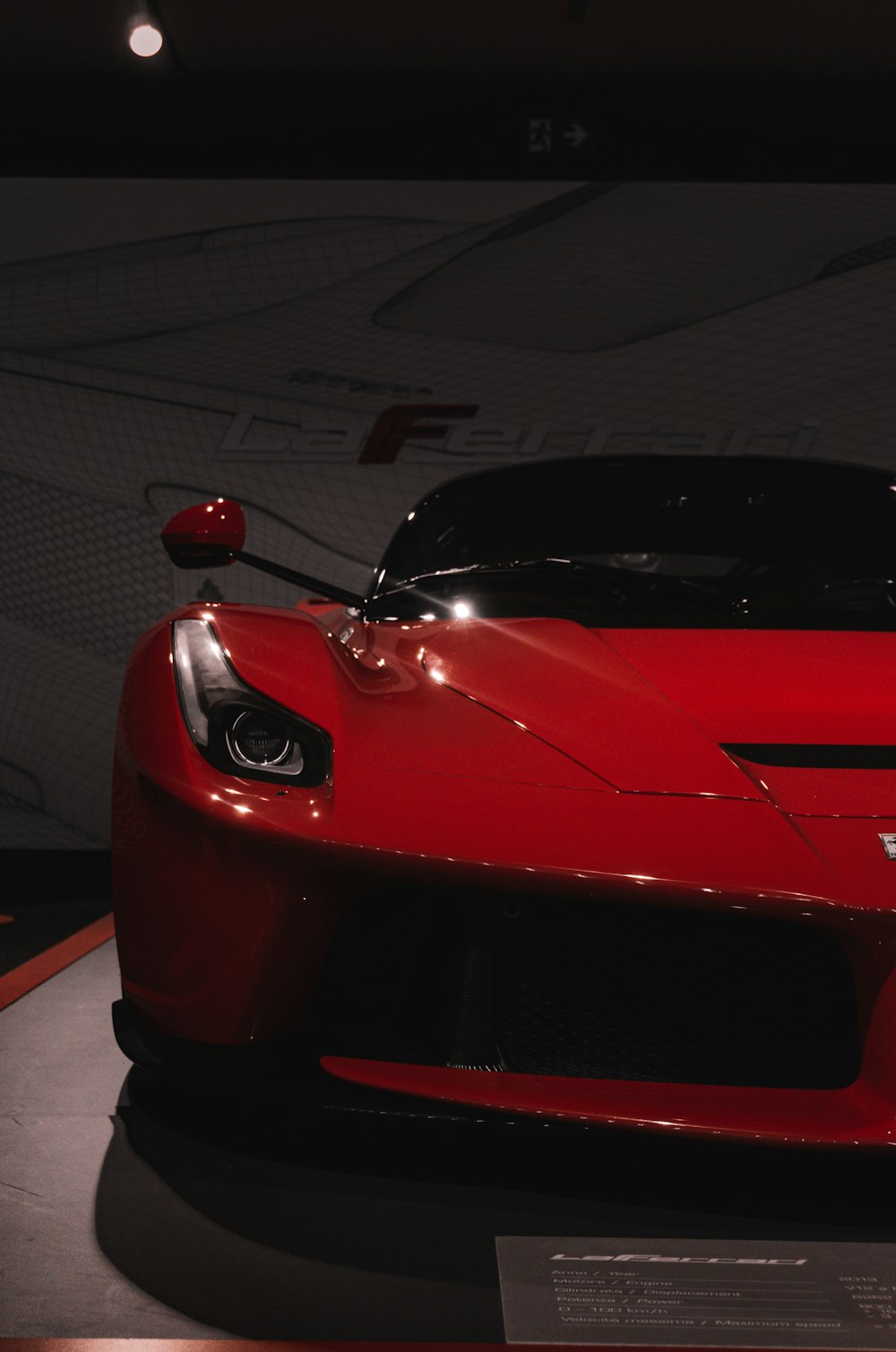 the front of a red sports car