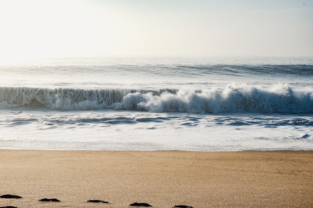 waves crashing on a beach