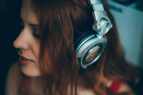 a woman wearing headphones