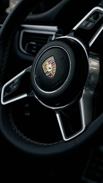 close up of a steering wheel