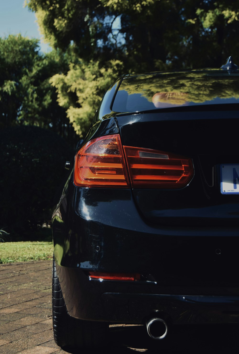 the back of a black car