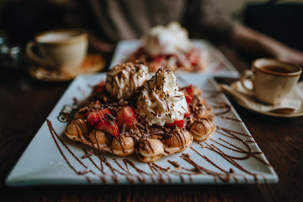 a plate of dessert