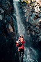 a person standing on a cliff