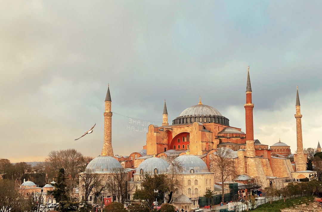a large building with towers,