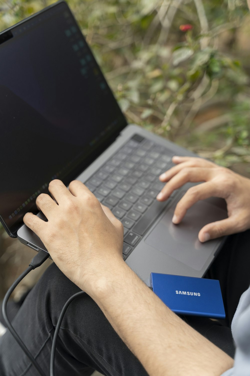 a person using a laptop