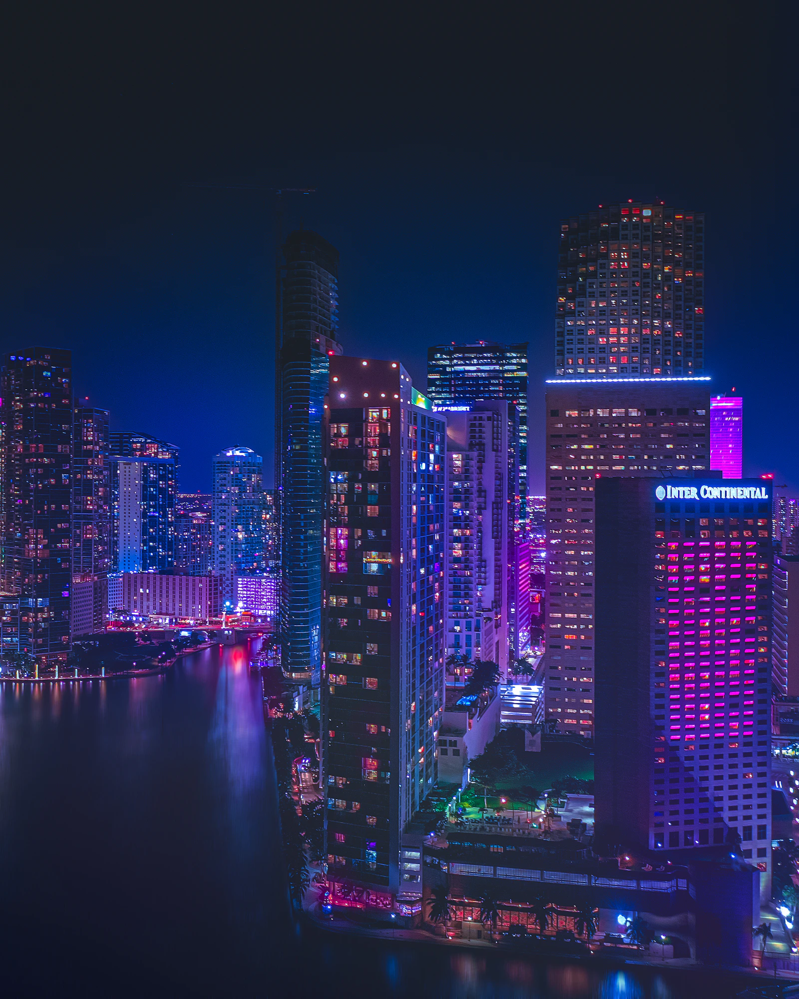 Miami de noche aérea