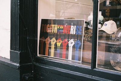 a sign on a window