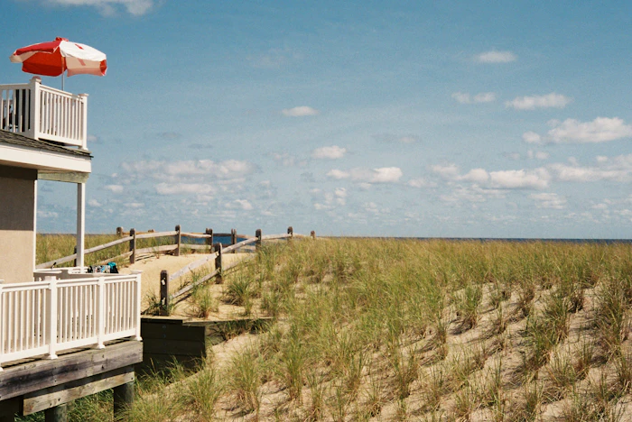 Boardwalk, pier and dune grass on a New Jersey beach, the setting for a relaxed first meeting
