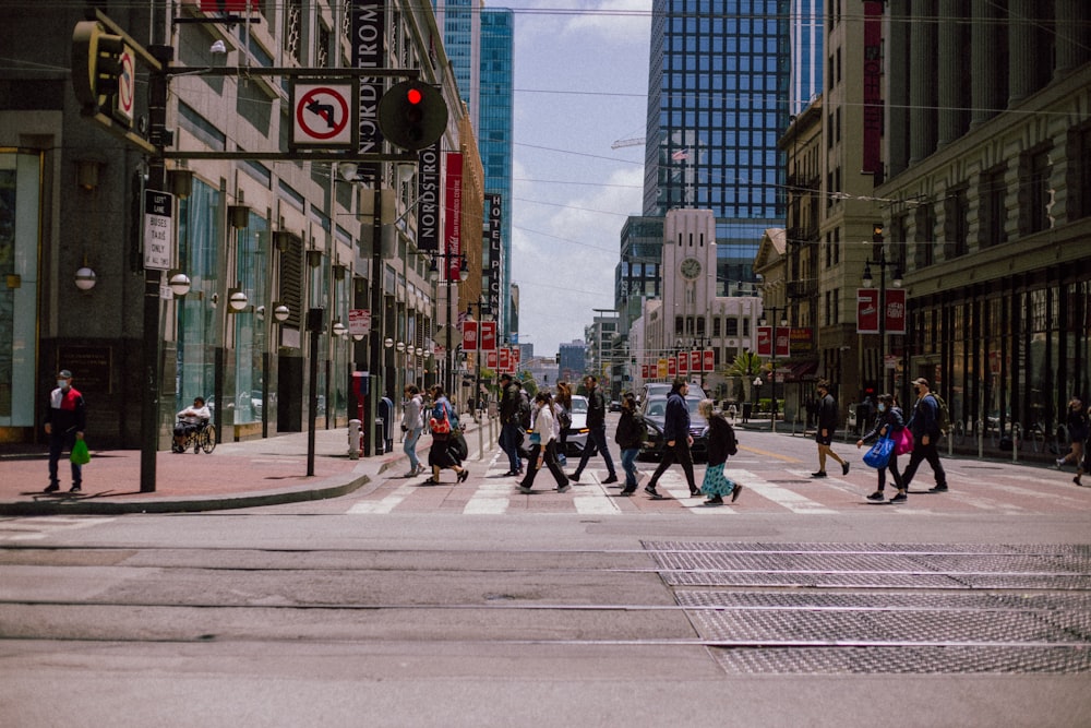 people crossing a street
