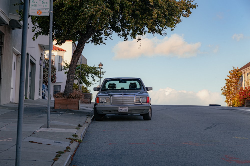 a car parked on the side of a street