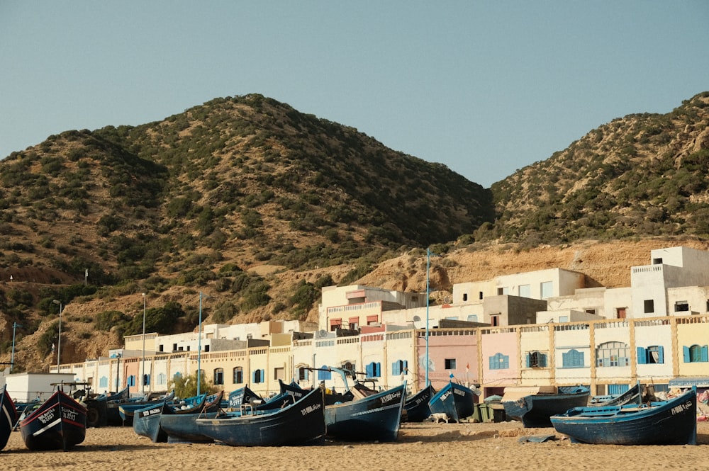 boats parked on the beach