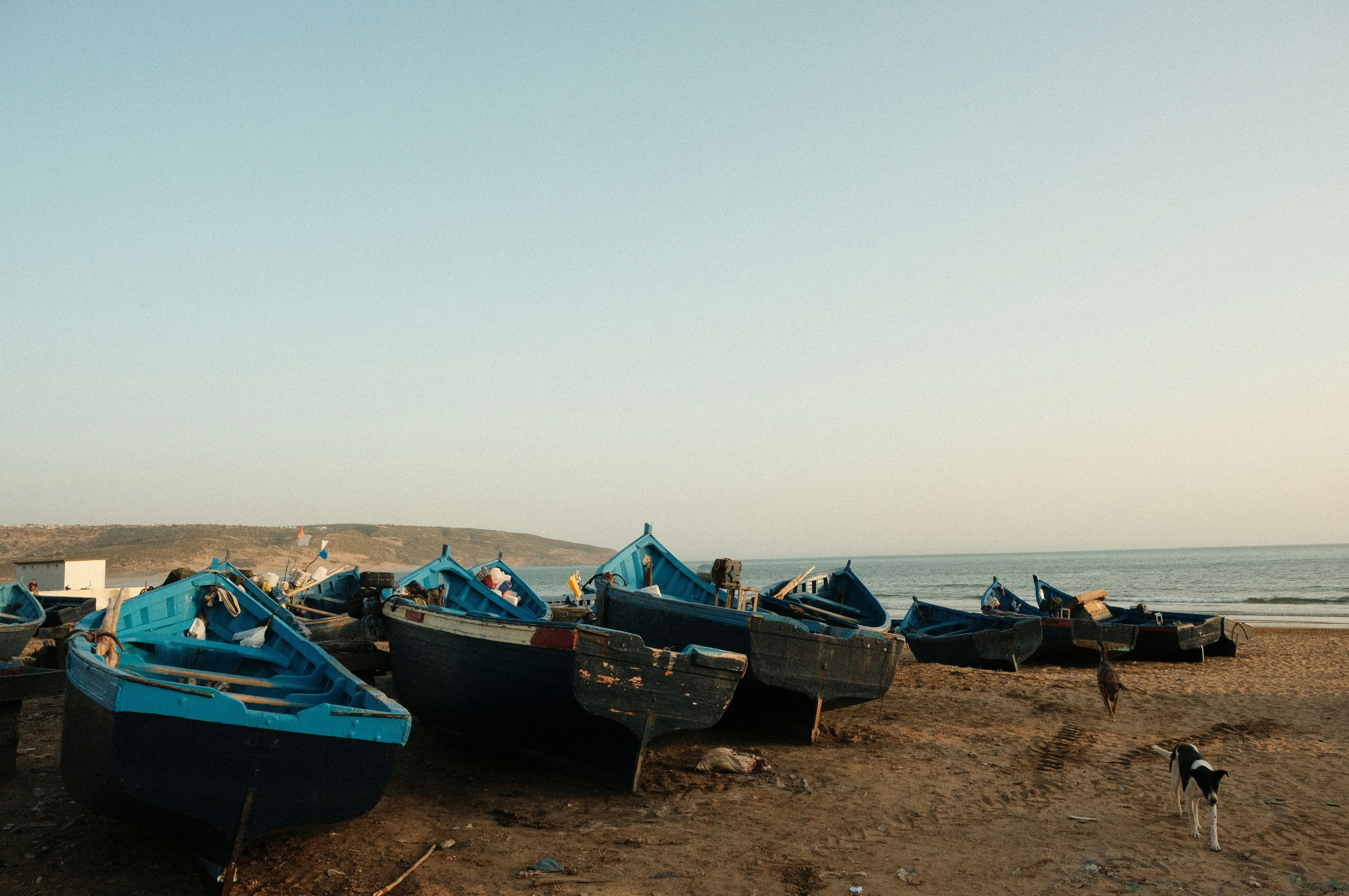 boats on the beach, Boats lying on the beach in Tafedna, Morocco