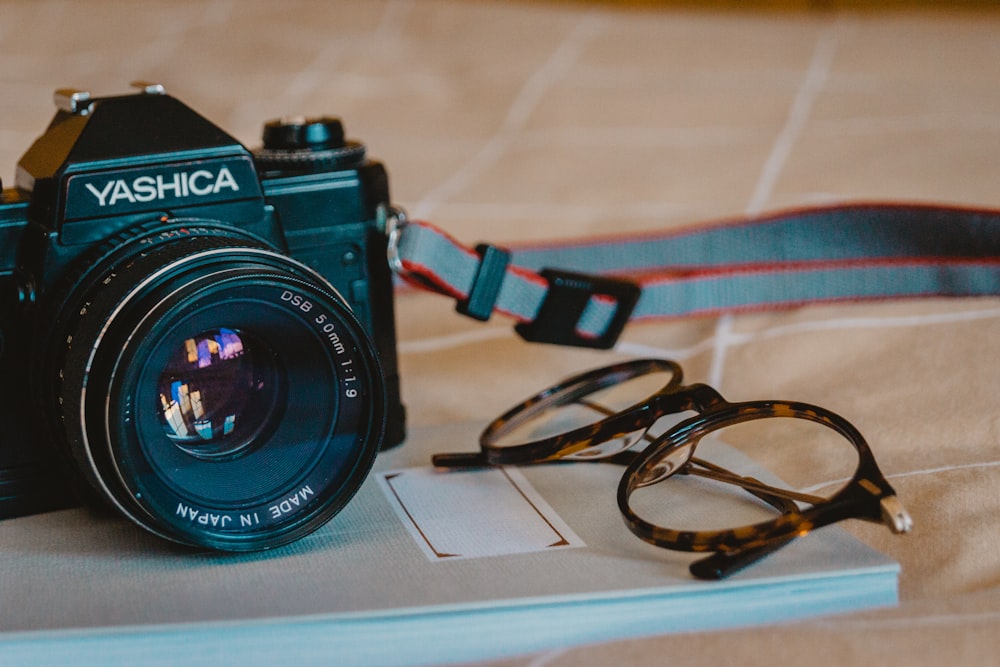 a camera with glasses