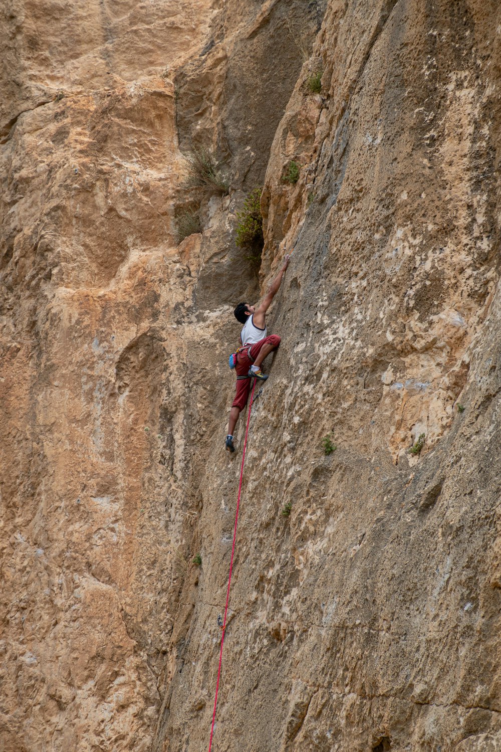 a person rock climbing