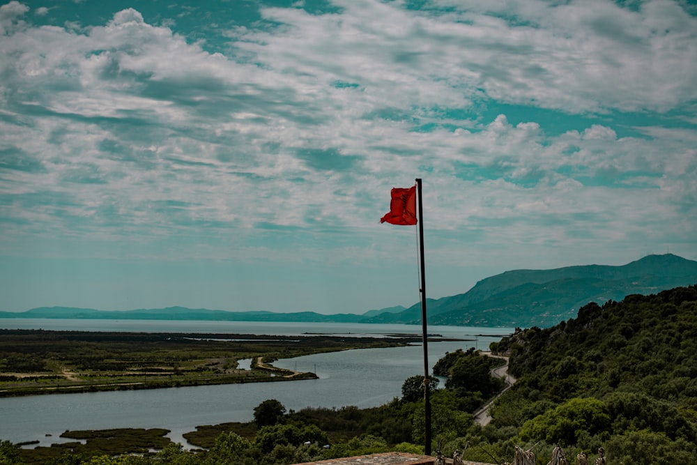 a flag on a pole